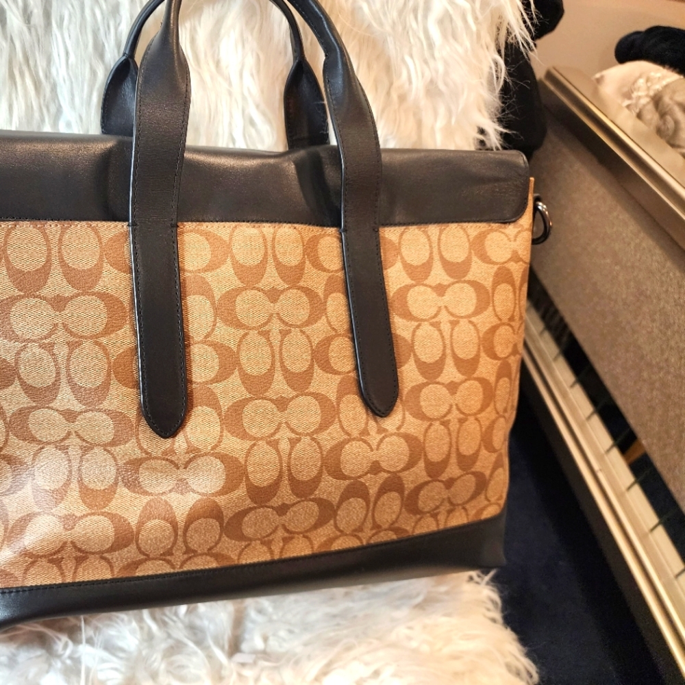 Coach Sullivan portfolio brief in Signature Canvas trimmed in leather